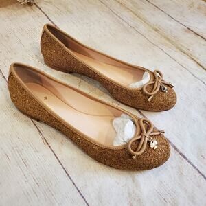 Kate Spade Willa natural/gold glitter cork ballet flats sz 7M NWT